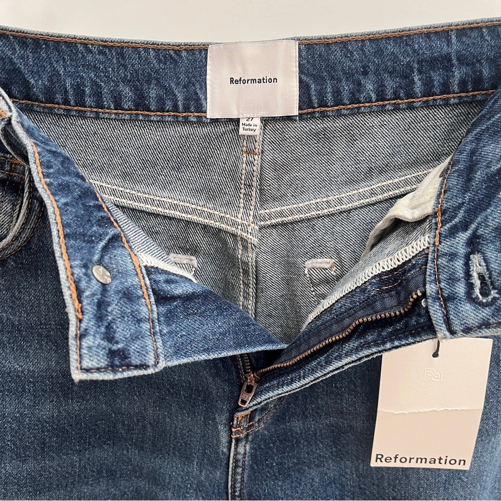 Reformation Addyson high rise wide leg jeans 27 ozark blue rigid denim NWT - Picture 7 of 15